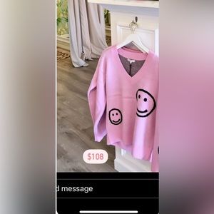 Grey Lab Pink Smiley Face Sweater